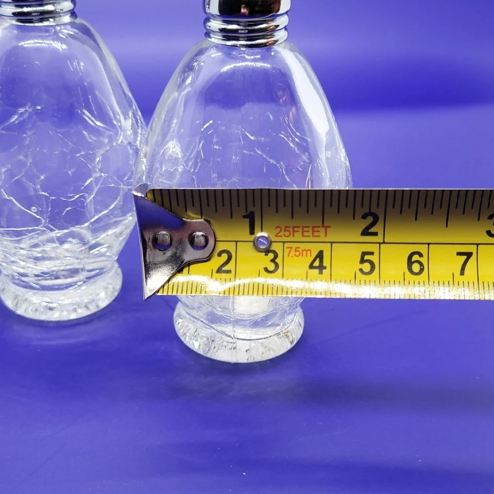 Vintage Irice Japan Crackle Glass Salt and Pepper Shakers Clear Mid Century‎ Set